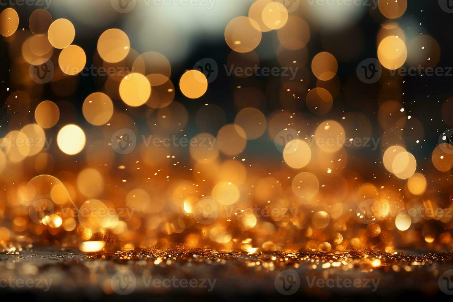 Out of focus background, bokeh, gold color, sparking blight. AI generative photo