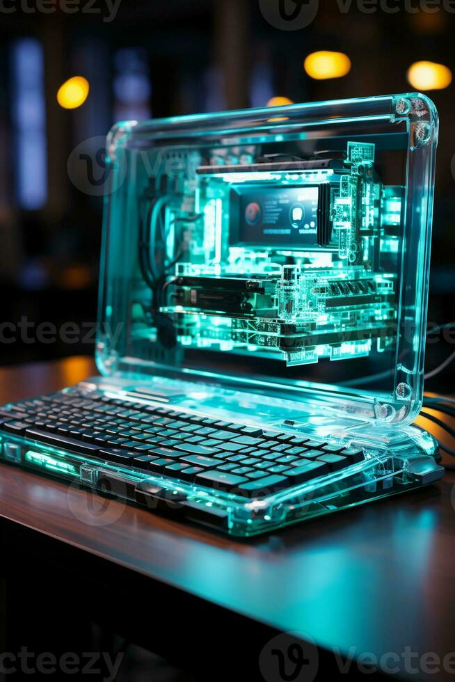 Computer database, light blue lighting, shallow. AI generative 29706569 ...