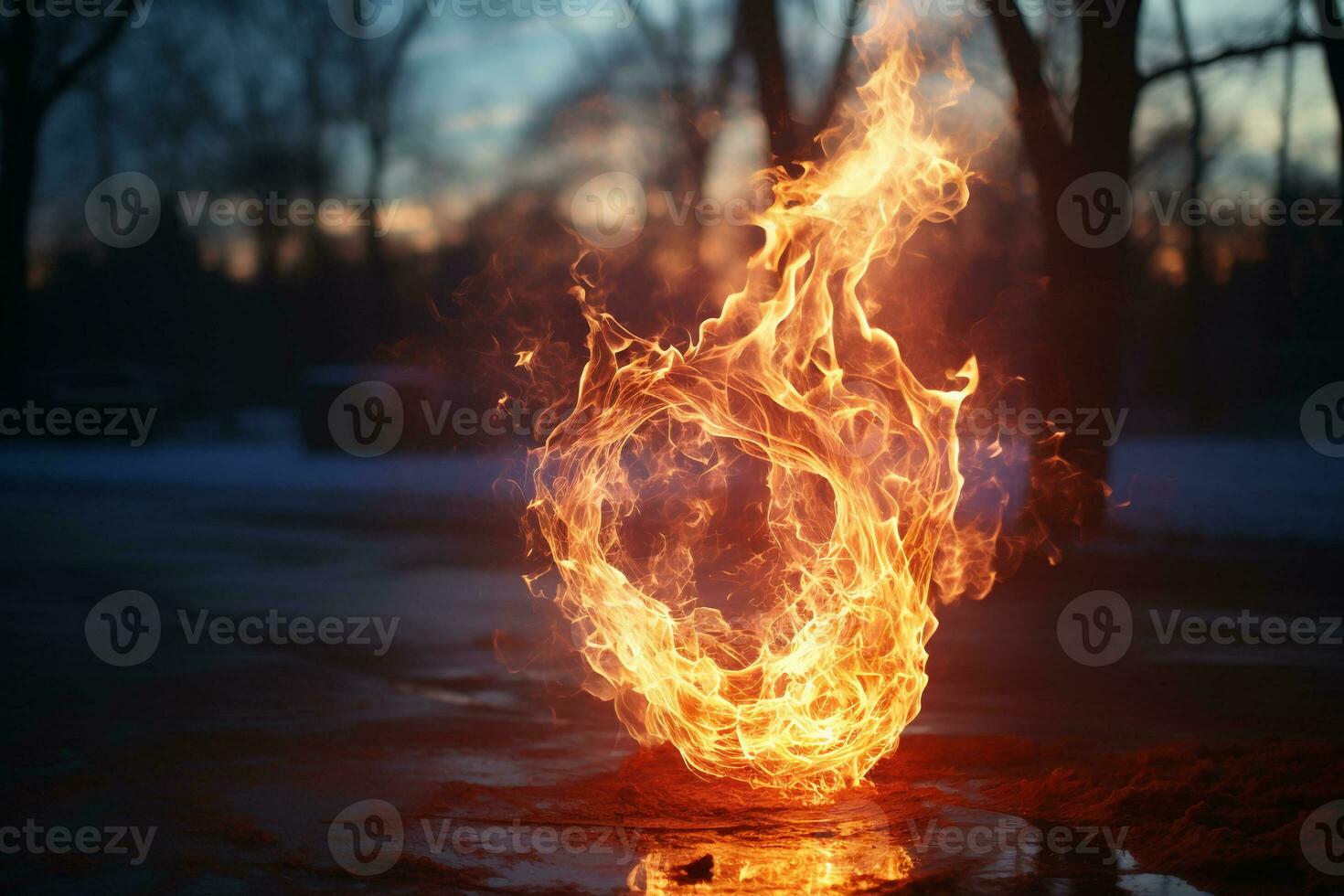 A frozen flame, long exposure photography. AI generative photo