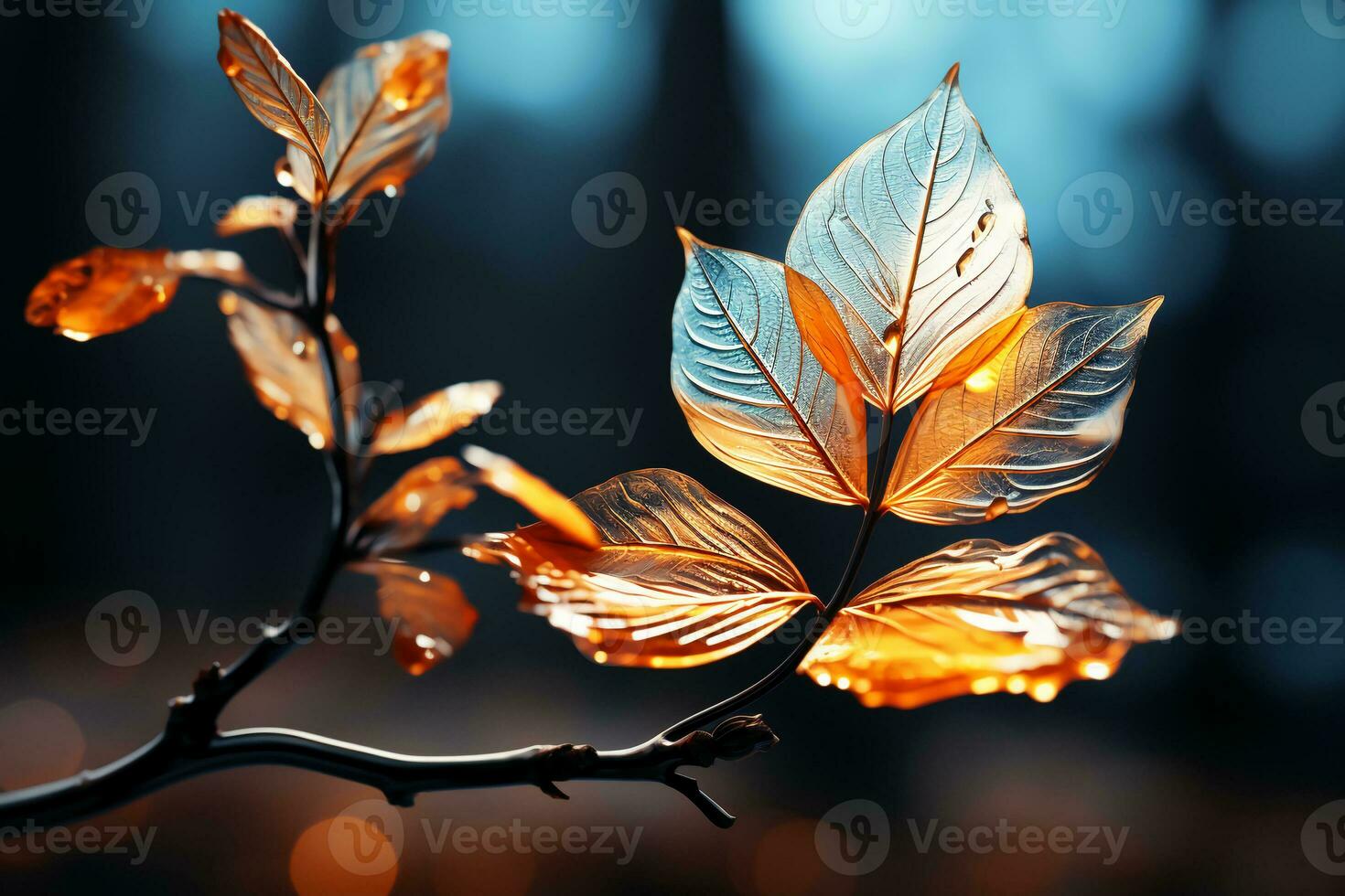 Autumn colored fall leaf isolated on transparent background overlay texture. AI generative photo