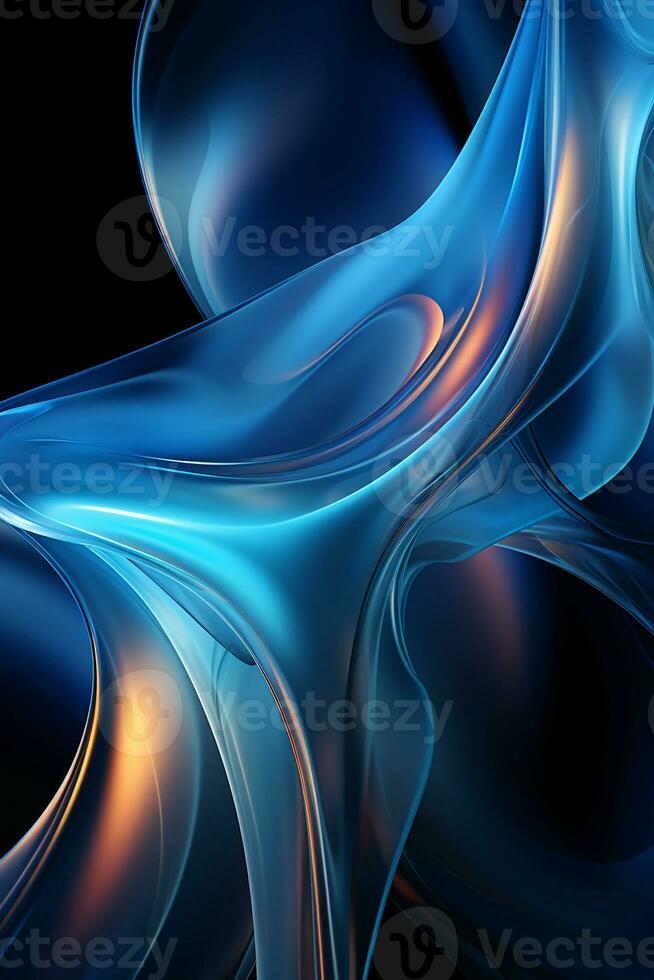 Blue simple curve light effect background. AI generative photo