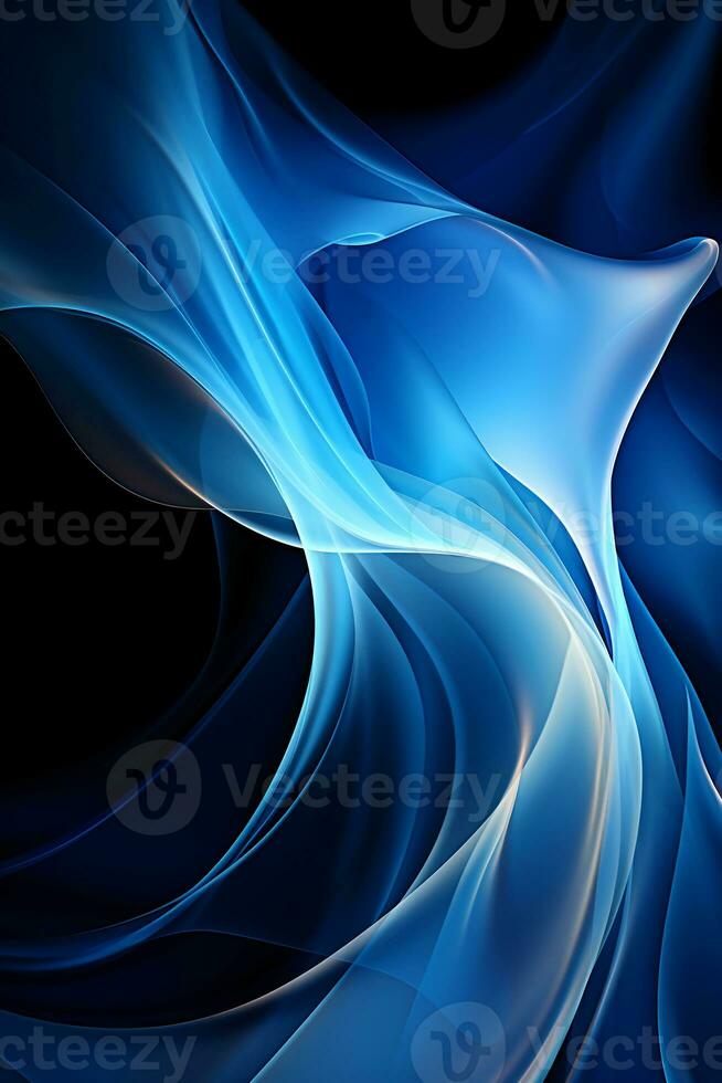 Blue simple curve light effect background. AI generative photo