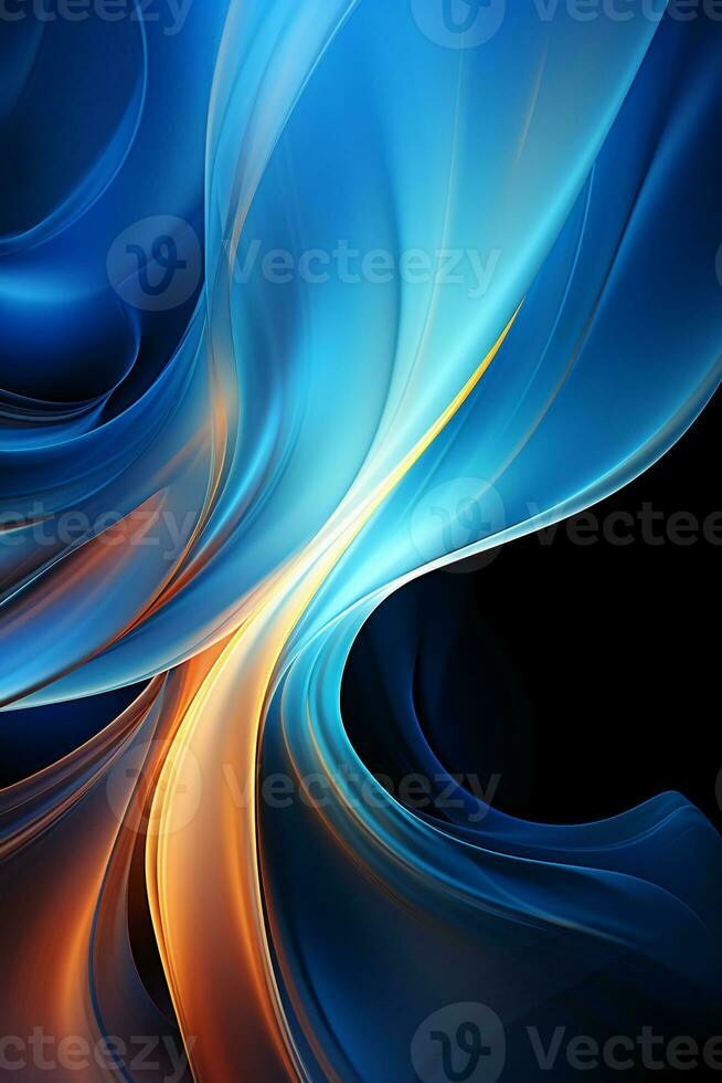 Blue simple curve light effect background. AI generative photo