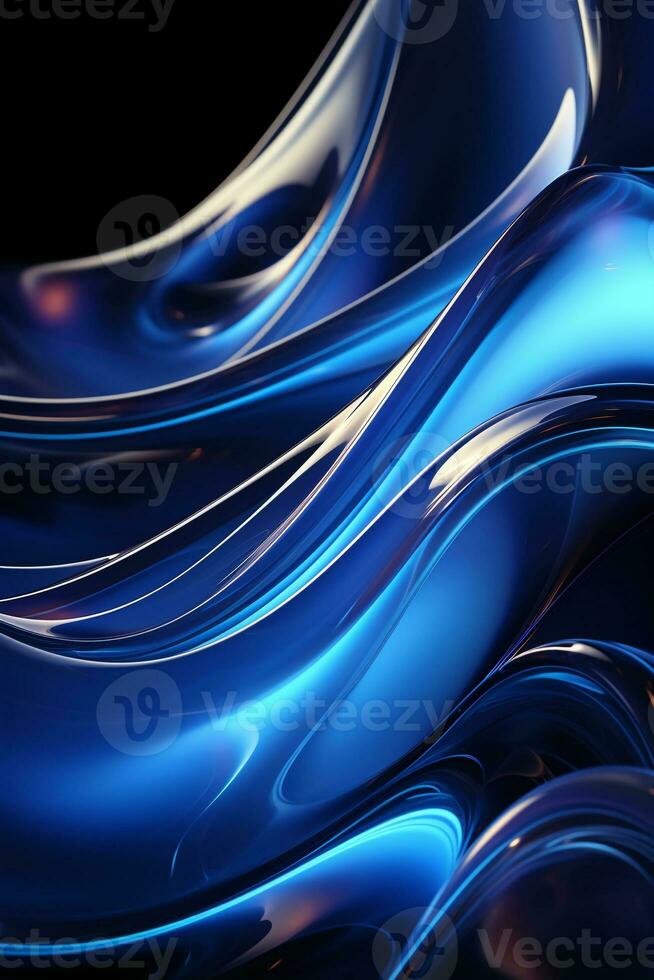 Blue simple curve light effect background. AI generative photo