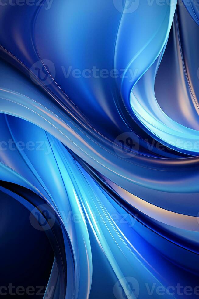 Blue simple curve light effect background. AI generative photo