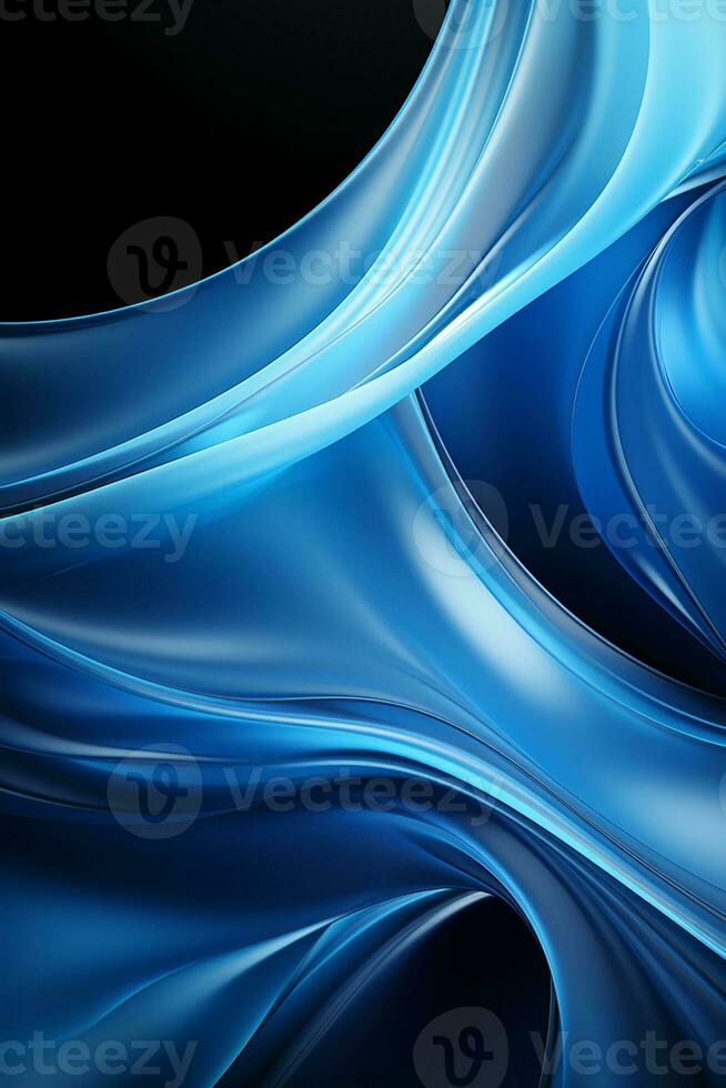 Blue simple curve light effect background. AI generative photo