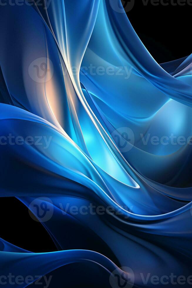 Blue simple curve light effect background. AI generative photo