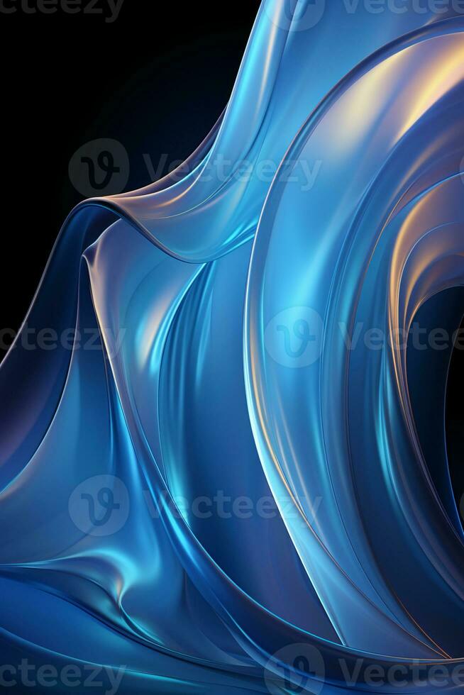 Blue simple curve light effect background. AI generative photo