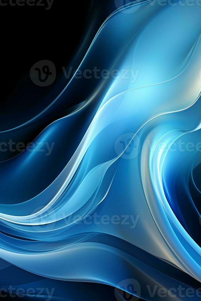 Blue simple curve light effect background. AI generative photo