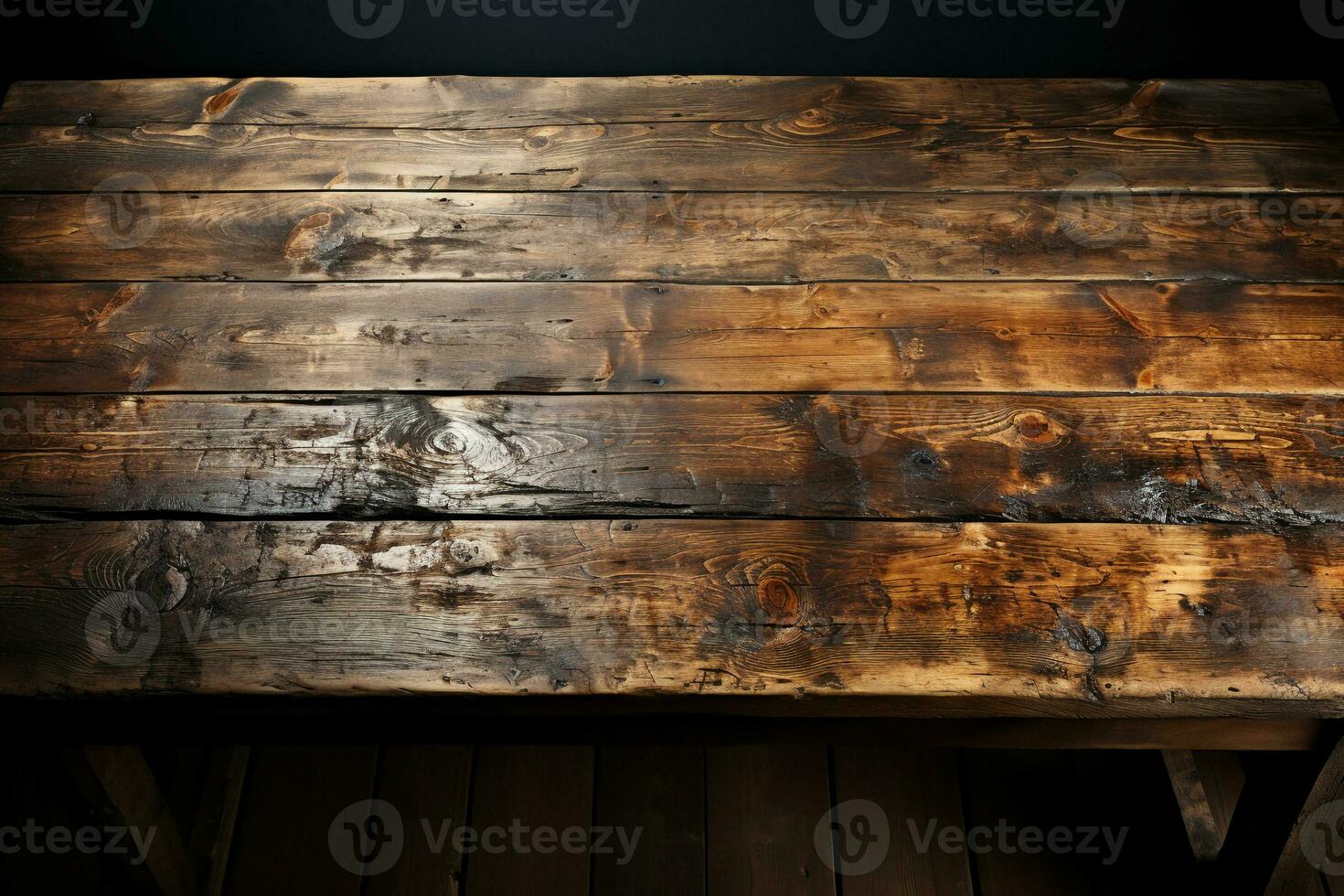 Realistic old wood table covering all surface from above. AI generative photo