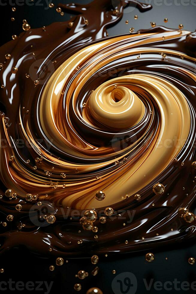 Close up of a whipped chocolate swirl.. AI generative photo