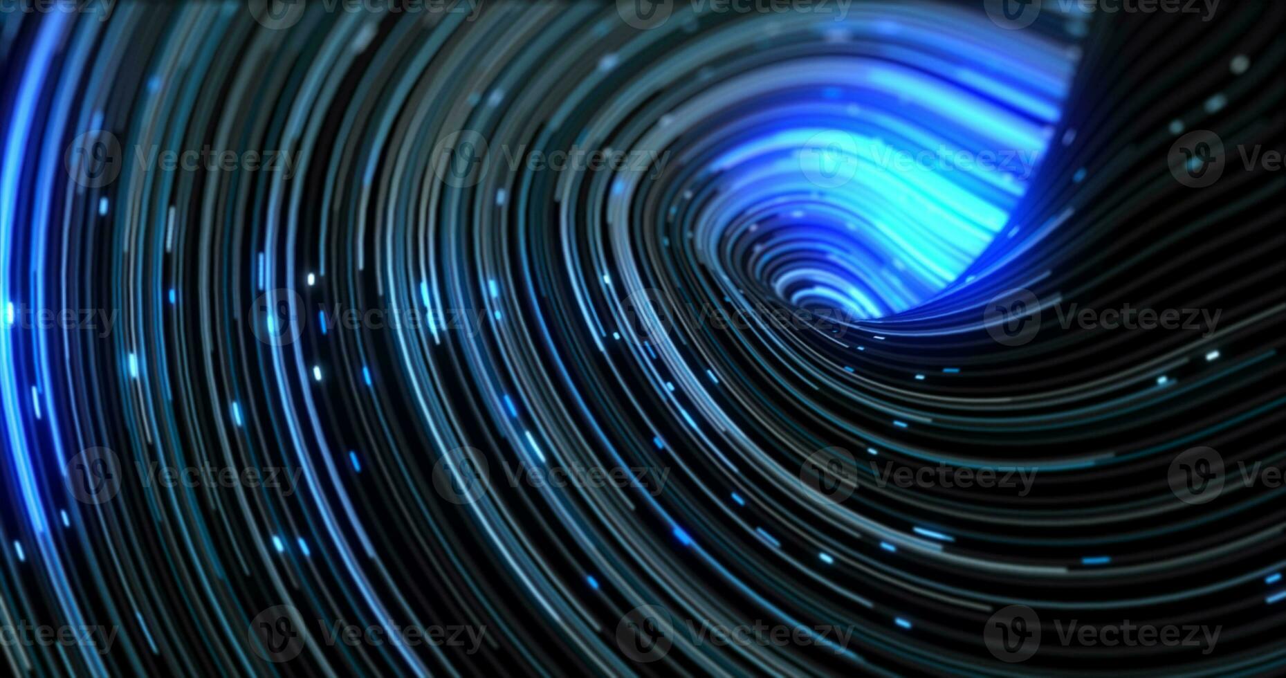 Blue energy abstract swirling curved swirl lines of glowing bright magical energy streaks and flying particles background photo