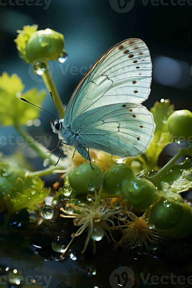 butterfly on green grass. AI generative photo