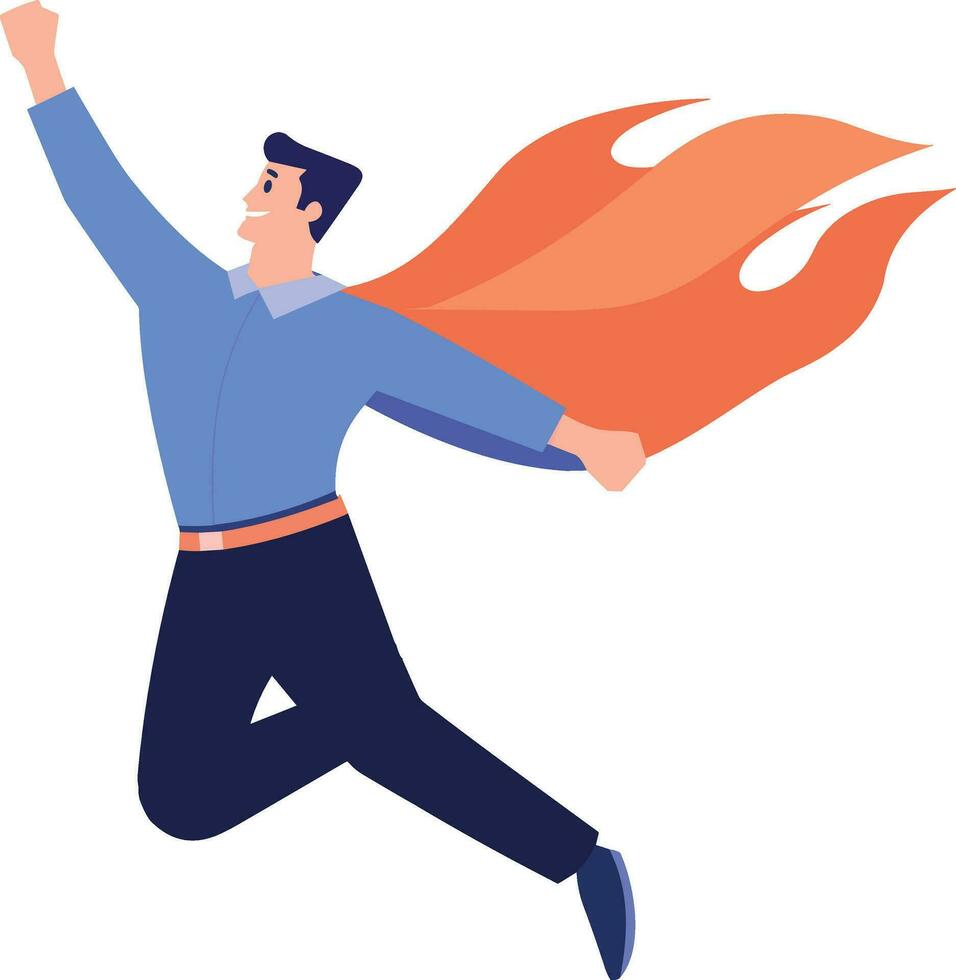 Hand Drawn Male businessman with hero cape in flat style vector