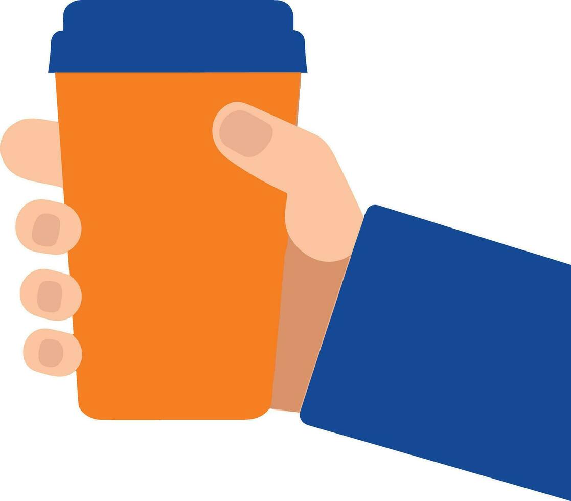 Hand Drawn Hand holding a coffee cup in flat style vector