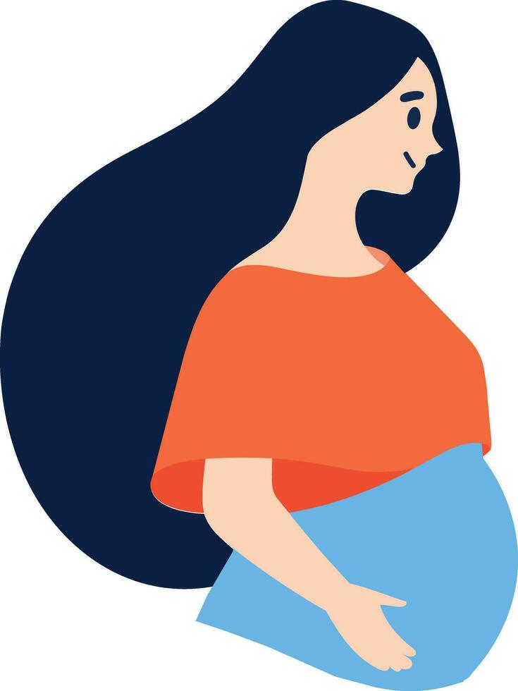 mano dibujado madre o embarazada mujer en plano estilo vector