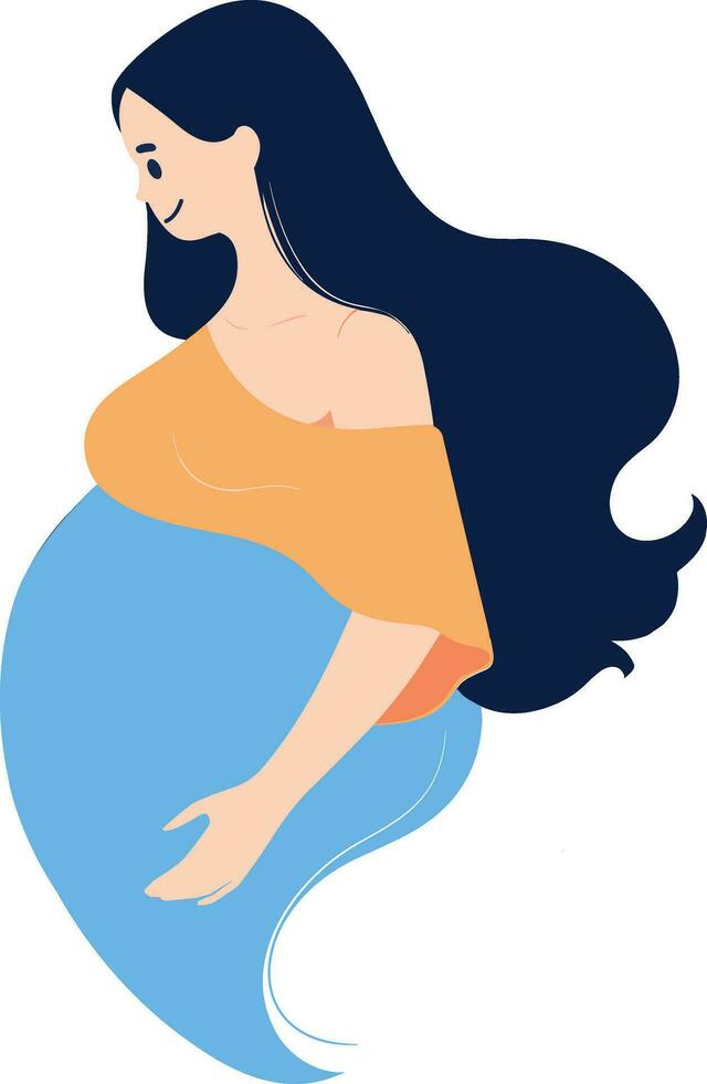 Hand Drawn Mother or pregnant woman in flat style vector