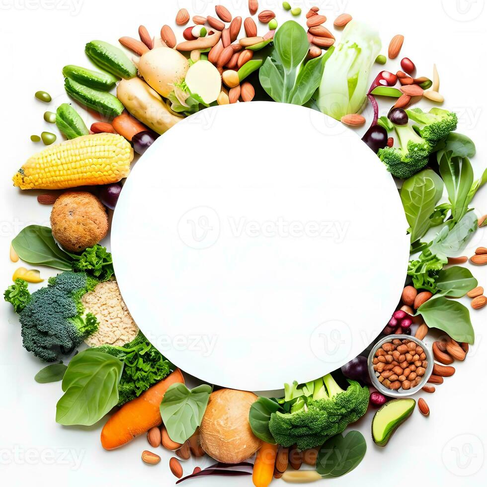 Circle decorated design with fresh and healthy vegetables  ai generative photo