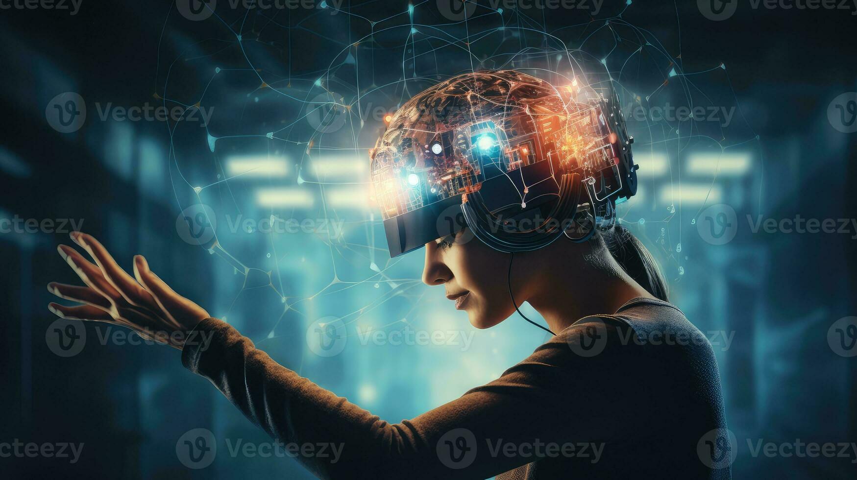 digital brain interface device ai generated photo
