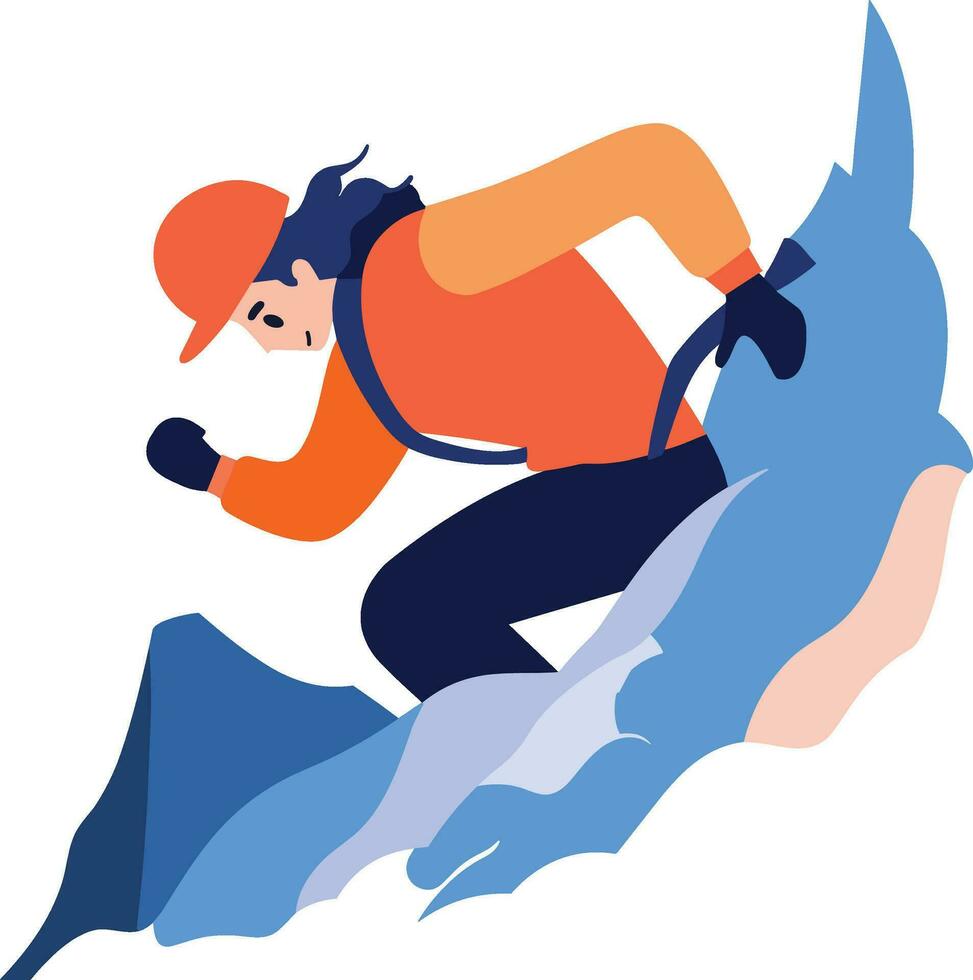 Hand Drawn Adventurous tourists climb mountains in flat style vector