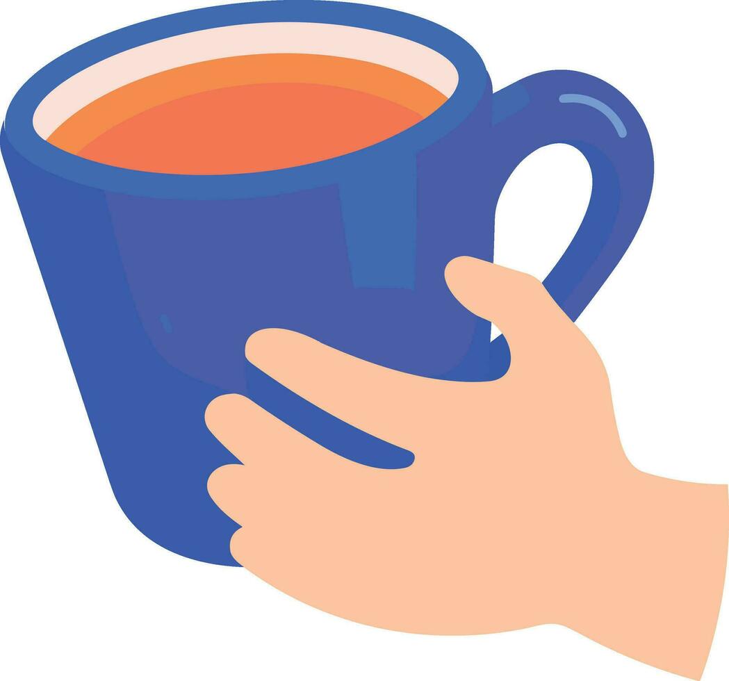 mano dibujado mano participación un café taza en plano estilo vector