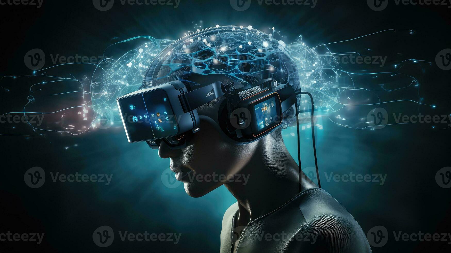 technology brain interface device ai generated photo