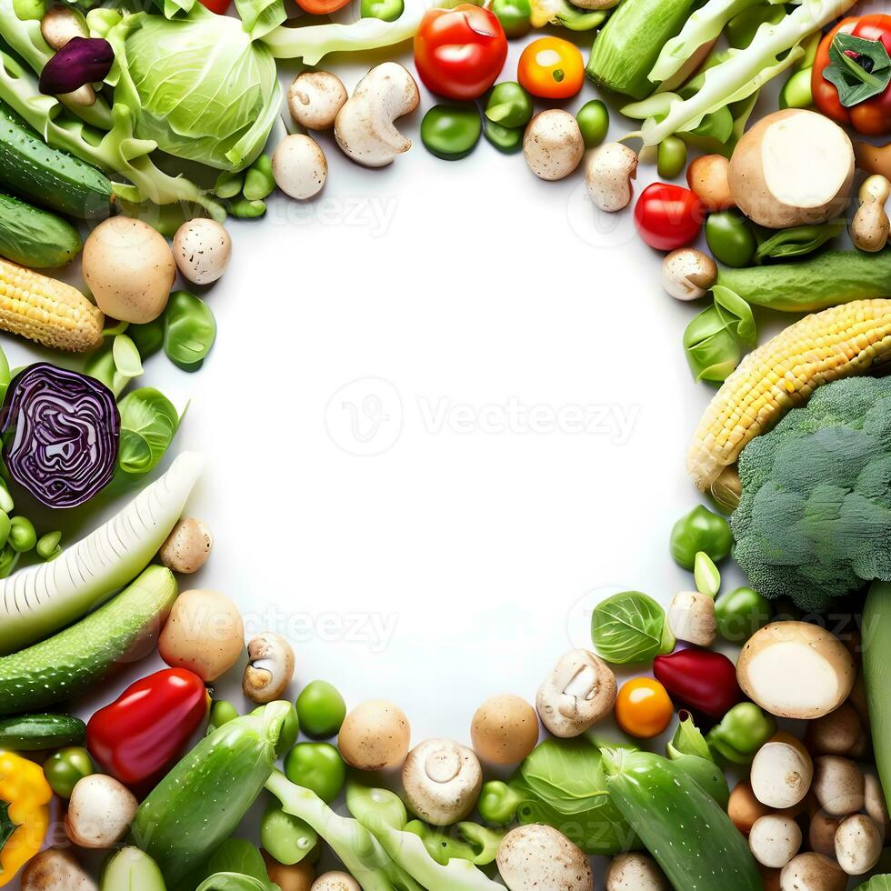 Colorful vegetables background with healthy vegetables decoration ai generative photo