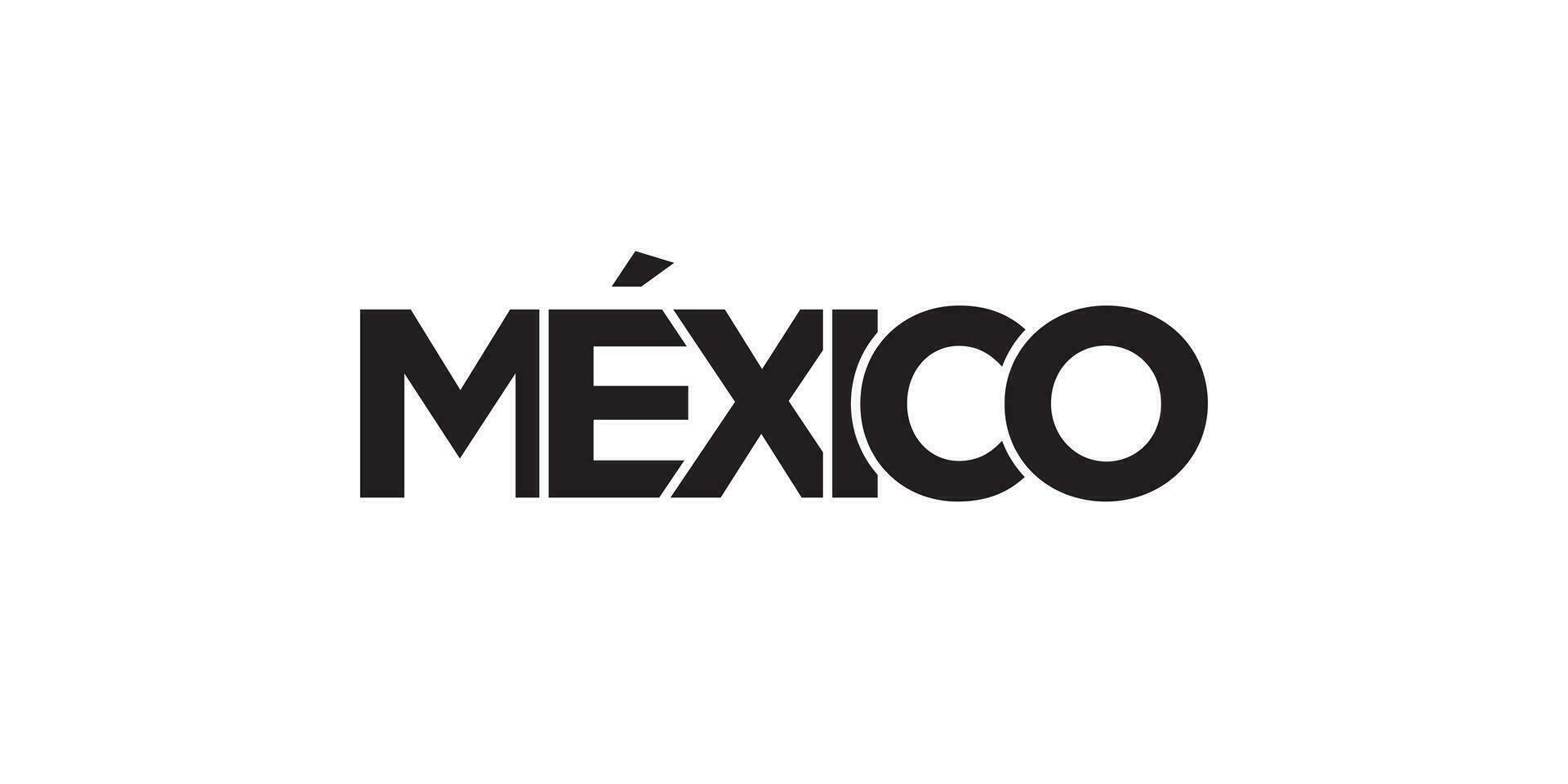 Mexico emblem. The design features a geometric style, vector illustration with bold typography in a modern font. The graphic slogan lettering.