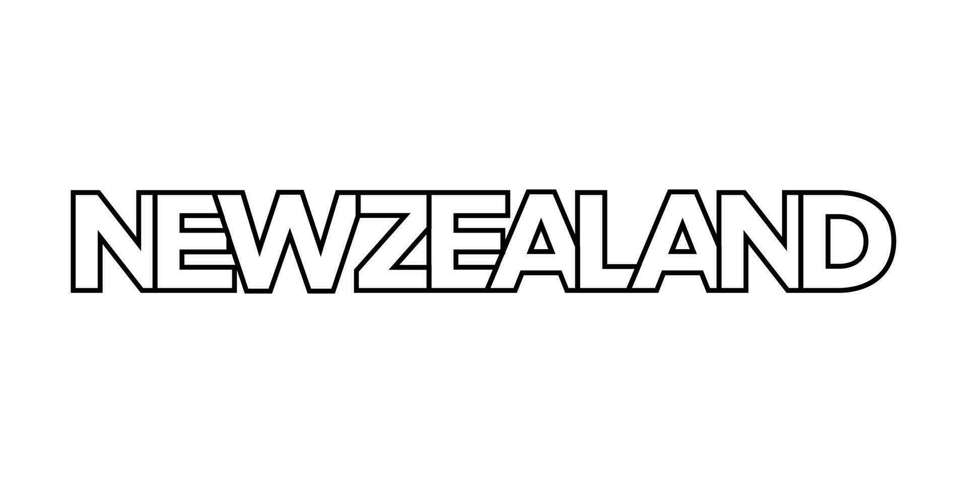 New Zealand emblem. The design features a geometric style, vector illustration with bold typography in a modern font. The graphic slogan lettering.