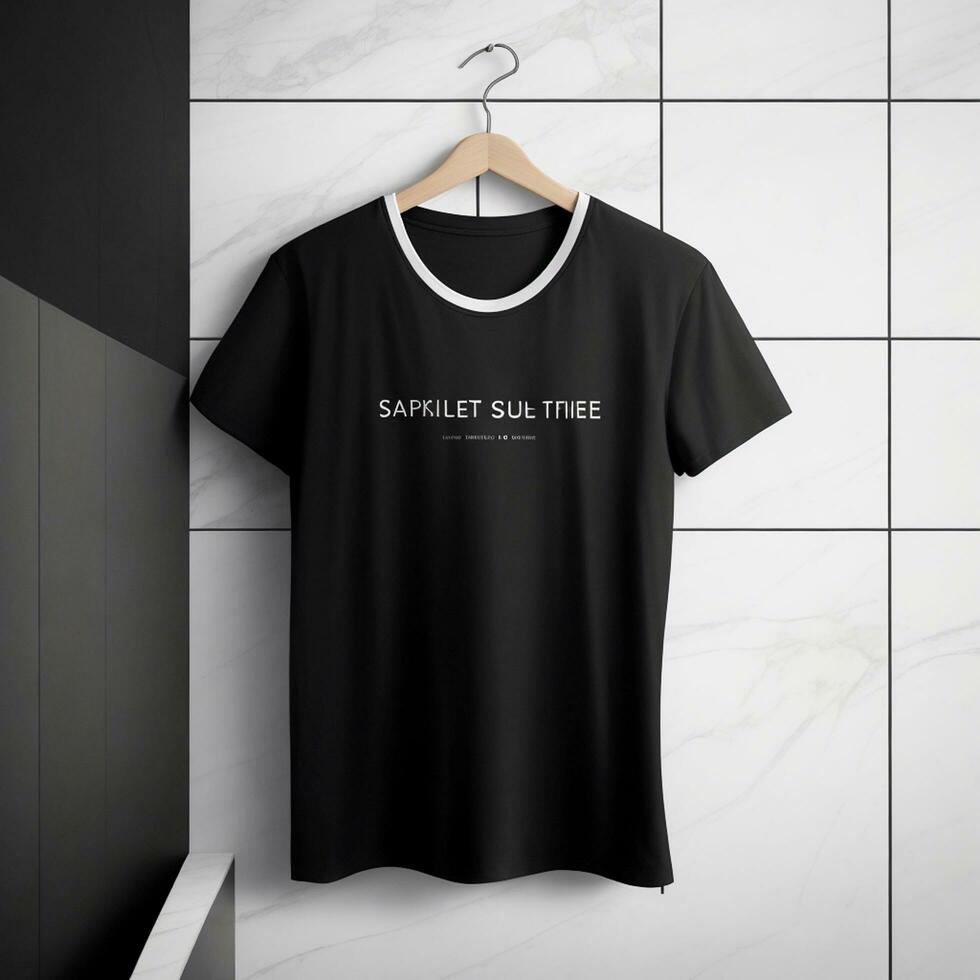 Blank white and black tshirt with copy space photo