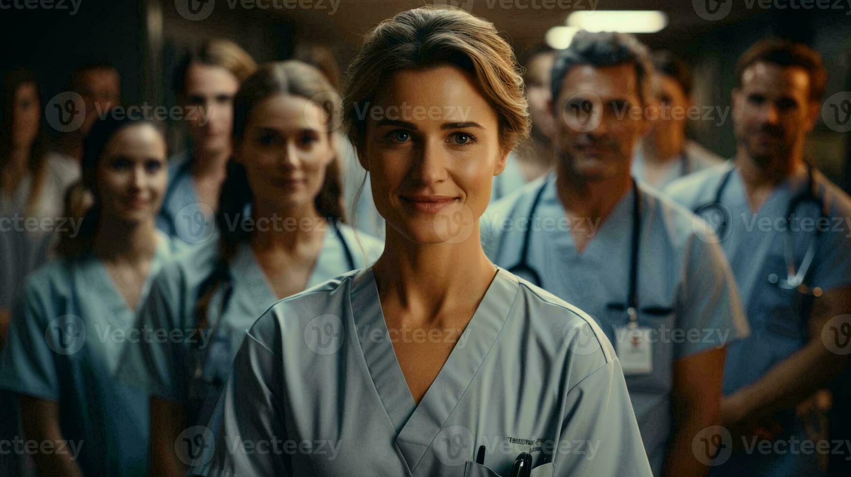 Team of professional doctors in a hospital or medical clinic. Highly qualified medical personnel in a healthcare institution photo