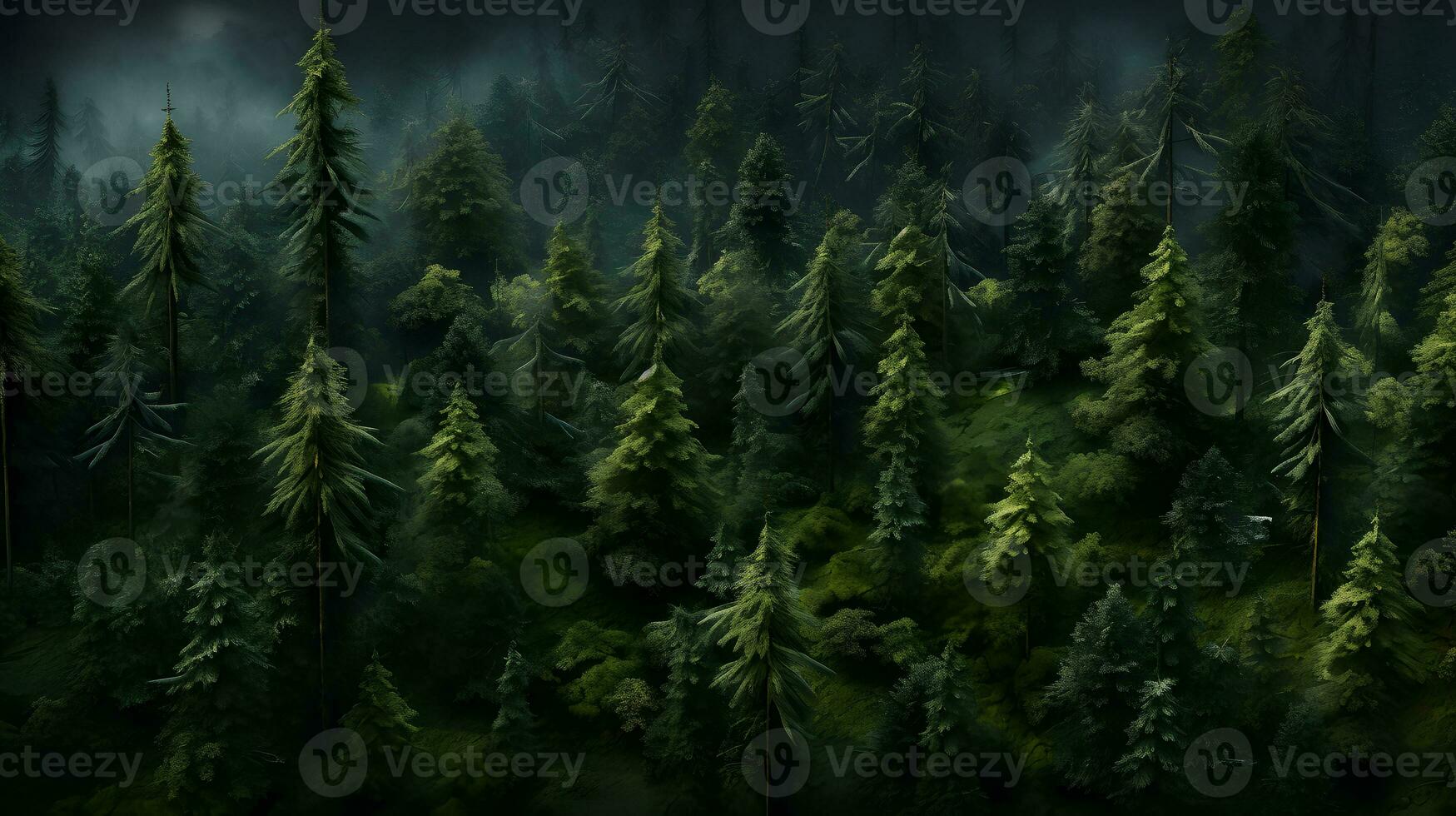 Top-Down Daytime Forest Scene - Generated AI Shot photo