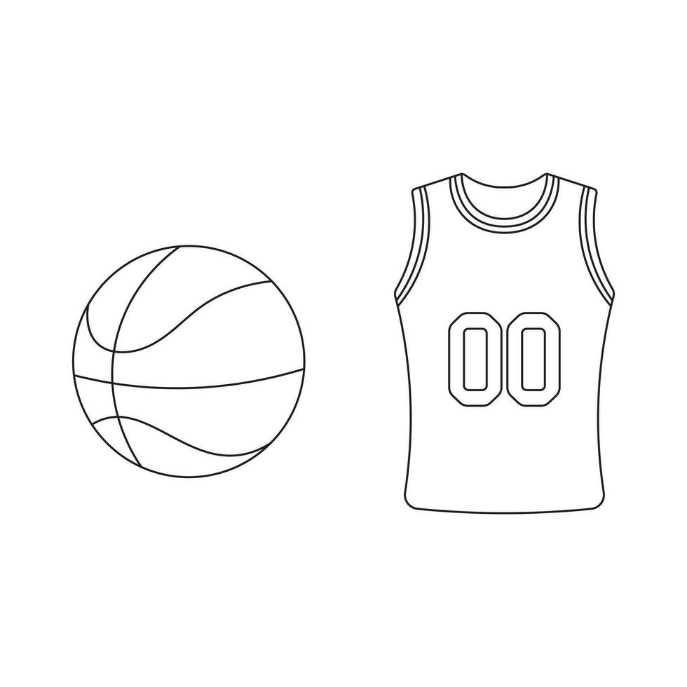 Hand drawn Cartoon Vector illustration basketball ball and uniform sport icon Isolated on White Background
