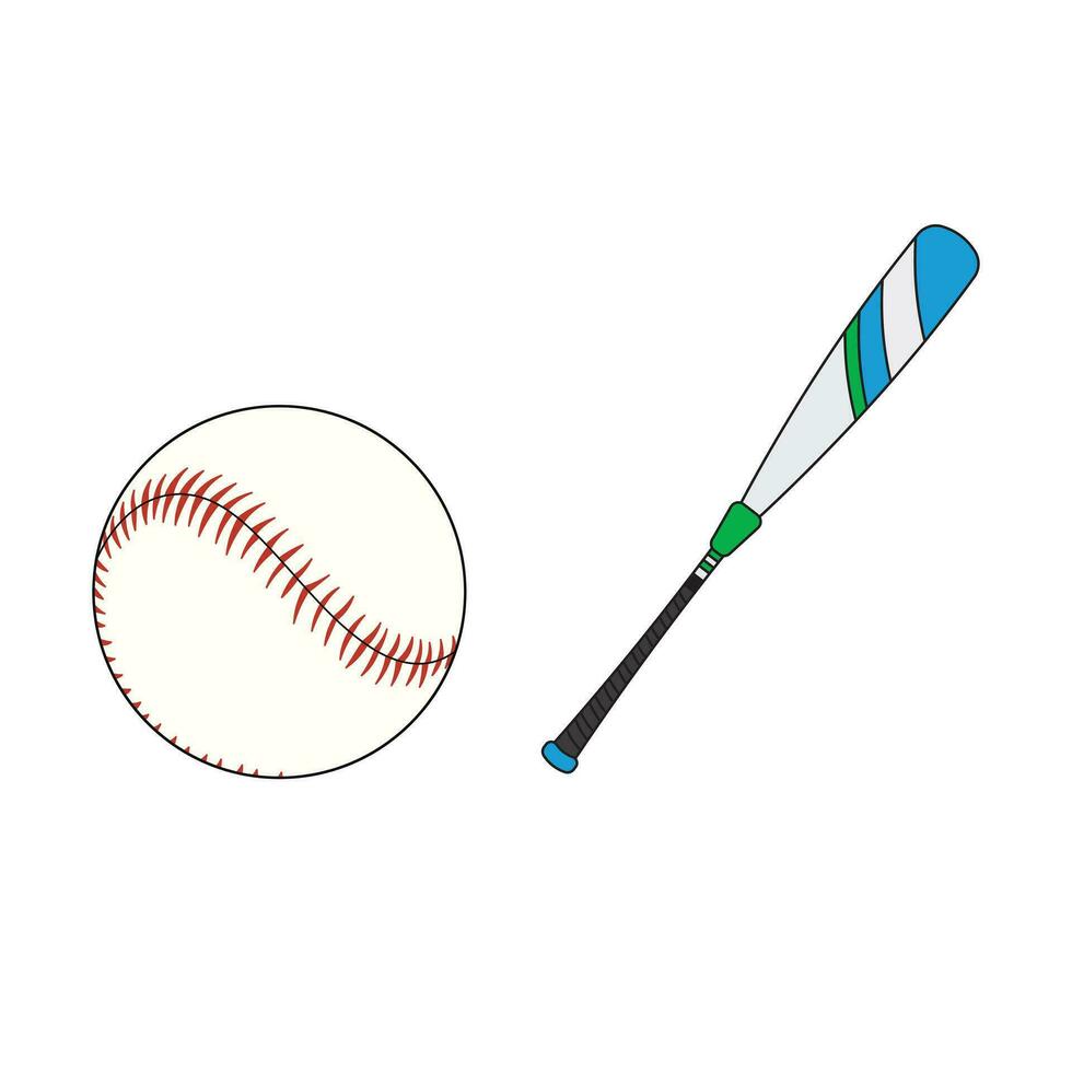 Cartoon Vector illustration baseball bat and ball sport icon Isolated on White Background