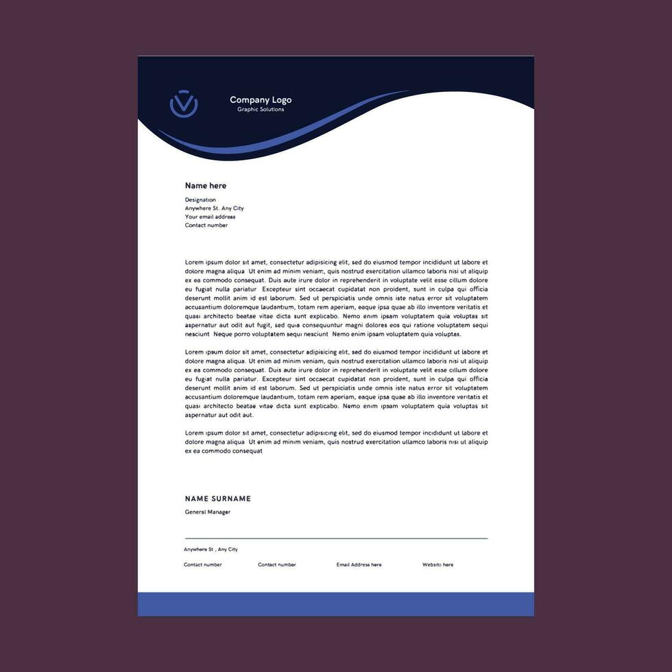 Professional corporate business letterhead vector template. Simple and clean print ready design.