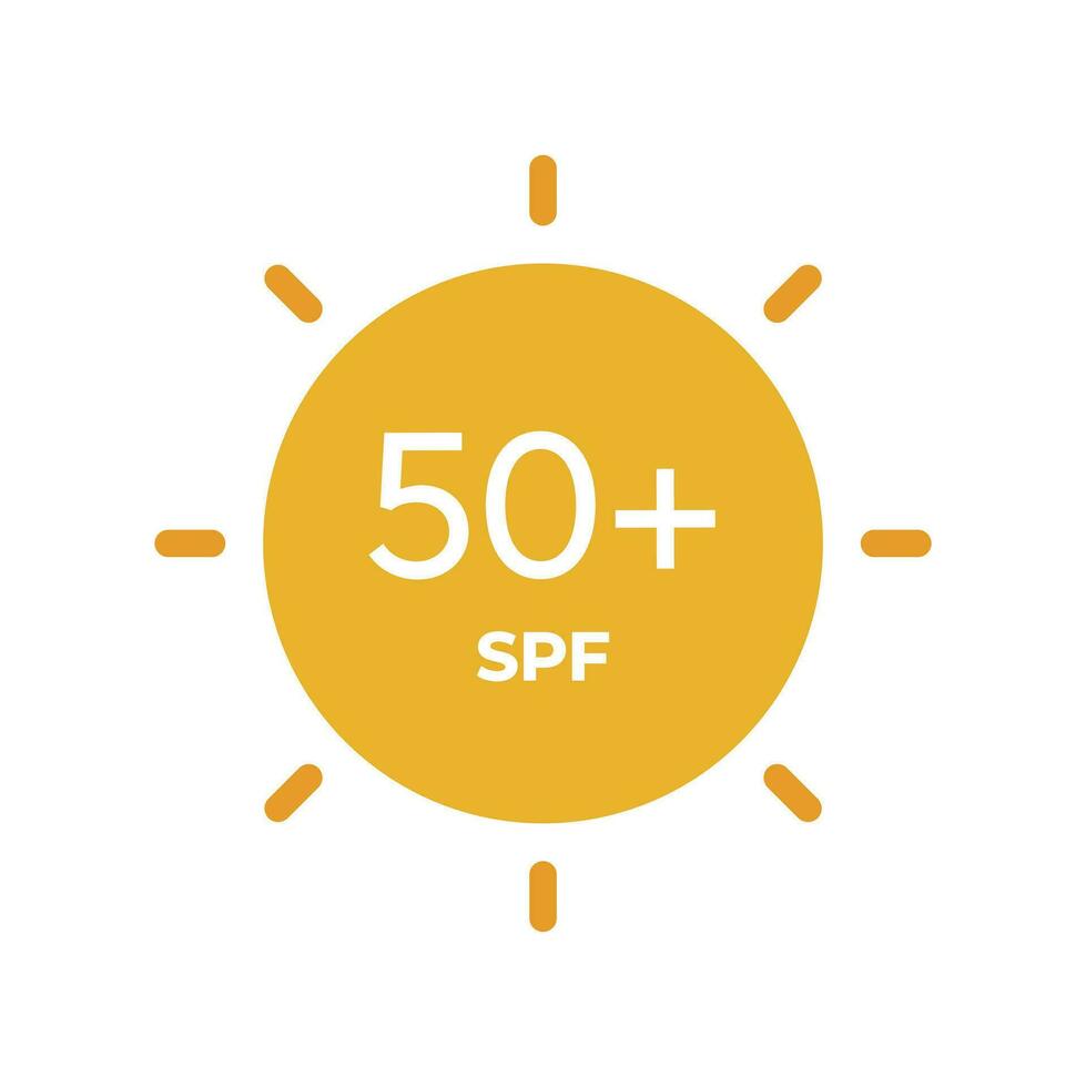 SPF line icon vector. 50 Sun protection symbols for sunblock or sunscreen products. For cosmetic packaging vector