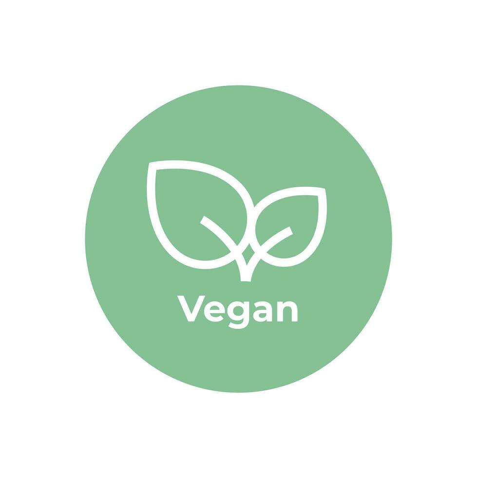 vegano dieta icono. orgánico, biografía, ecológico símbolo. saludable, Fresco y no violento alimento. vector verde circular ilustración con hojas para etiquetas, etiquetas y logos