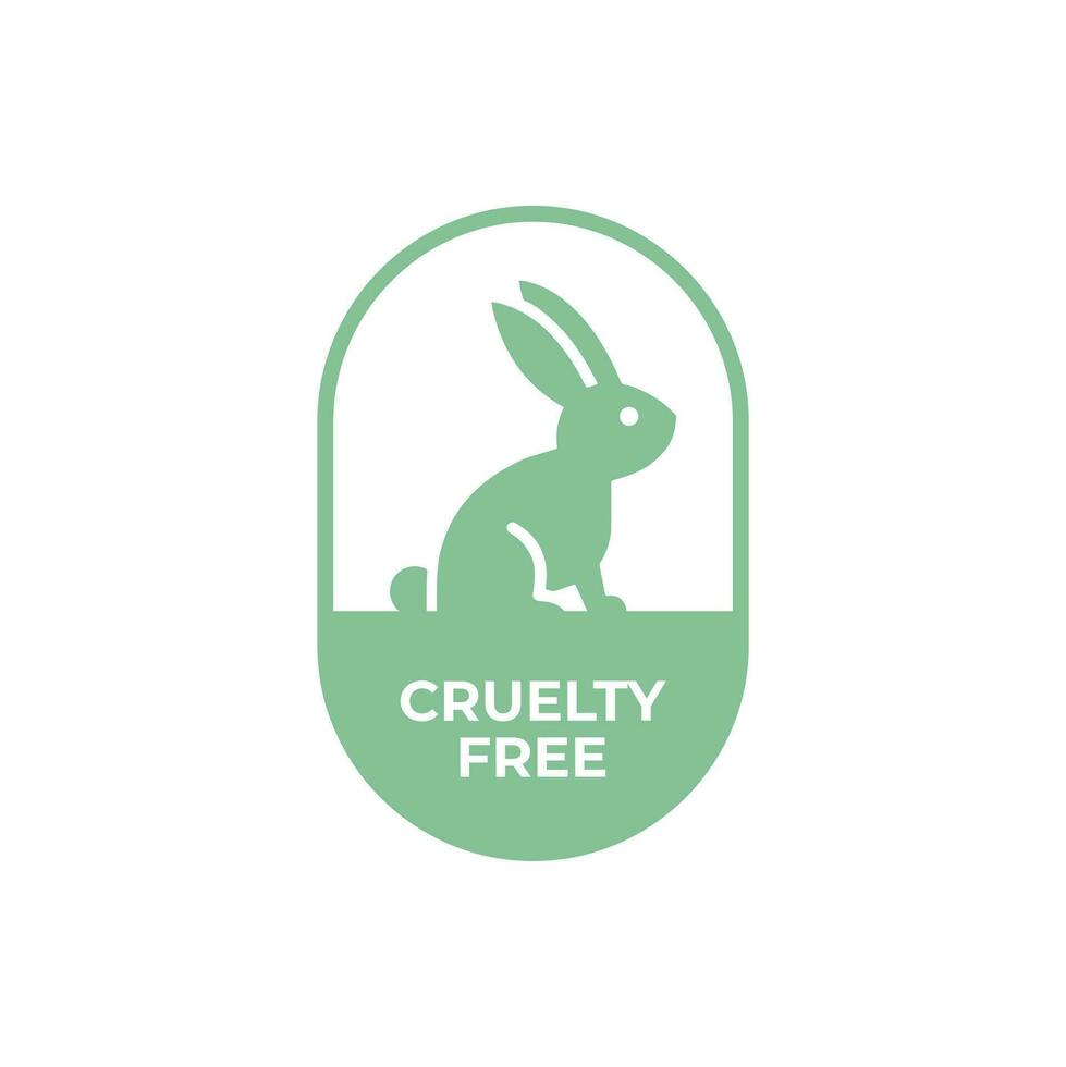 Green animal cruelty free icon. Not tested on animals with rabbit silhouette label. Vector illustration.