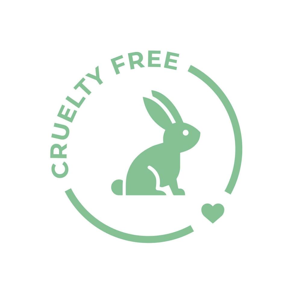 Green animal cruelty free line icon. Not tested on animals with rabbit silhouette symbol with heart. Vector illustration.