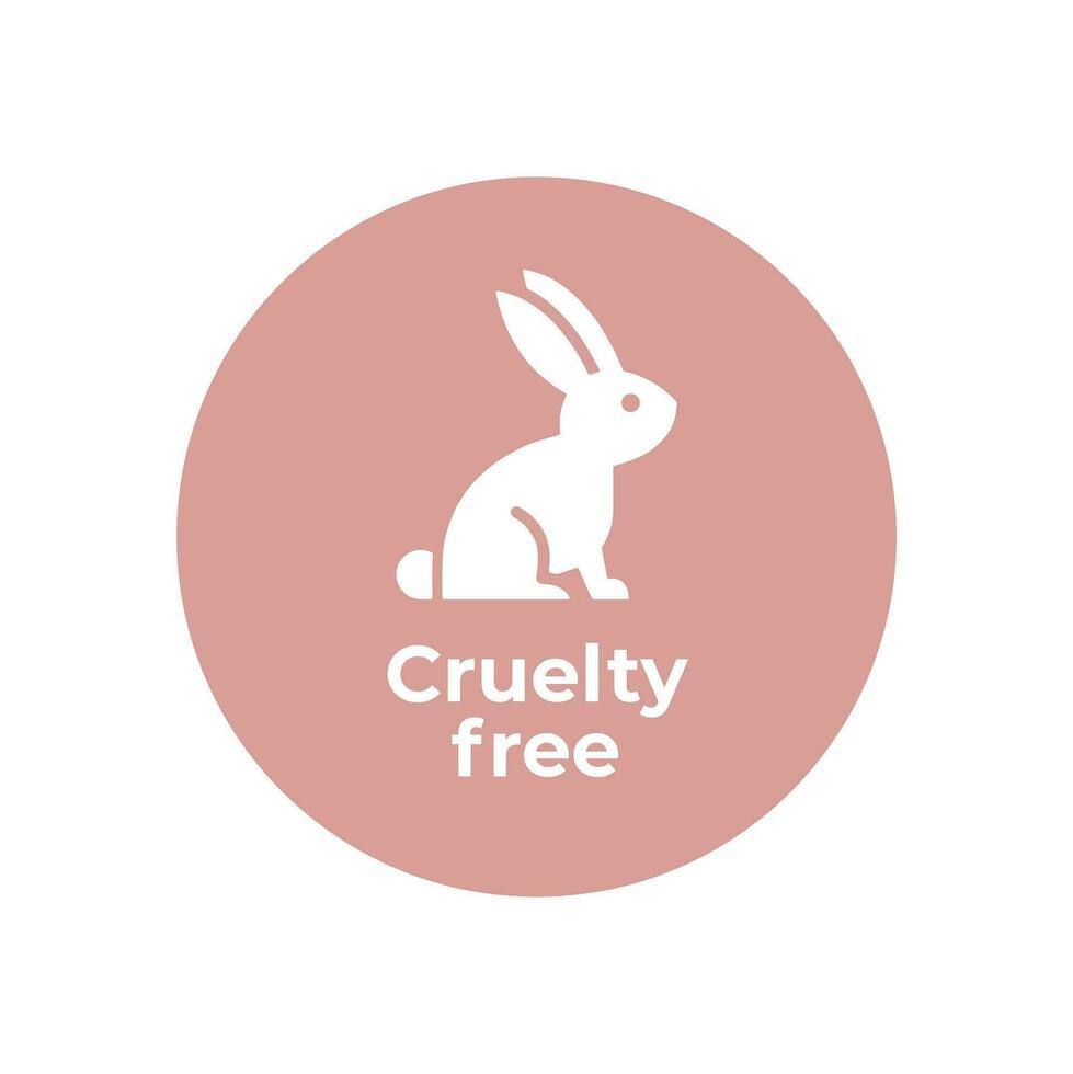Pink animal cruelty free icon. Not tested on animals with rabbit silhouette symbol. Vector illustration.