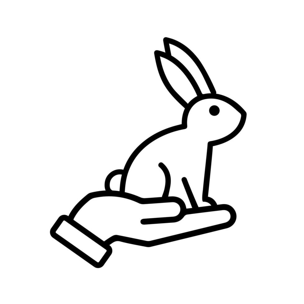 Animal cruelty free line icon. Not tested on animals with rabbit silhouette symbol. Vector illustration.