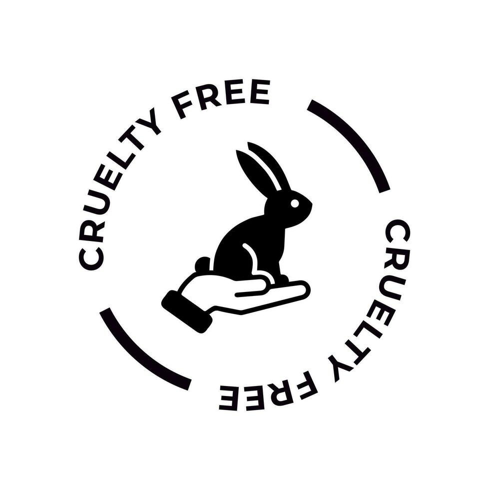 Cruelty free circle icon. Not tested on animals with rabbit silhouette label. Vector illustration.