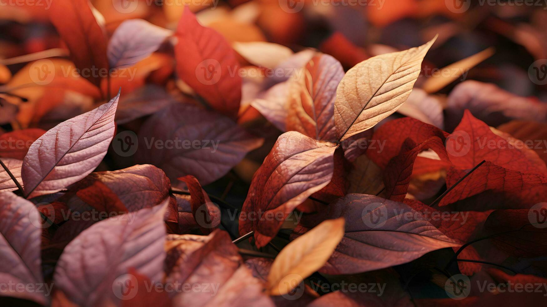 Intimate Close-Ups Small Green Leaves in Fall - Generated AI Capture photo