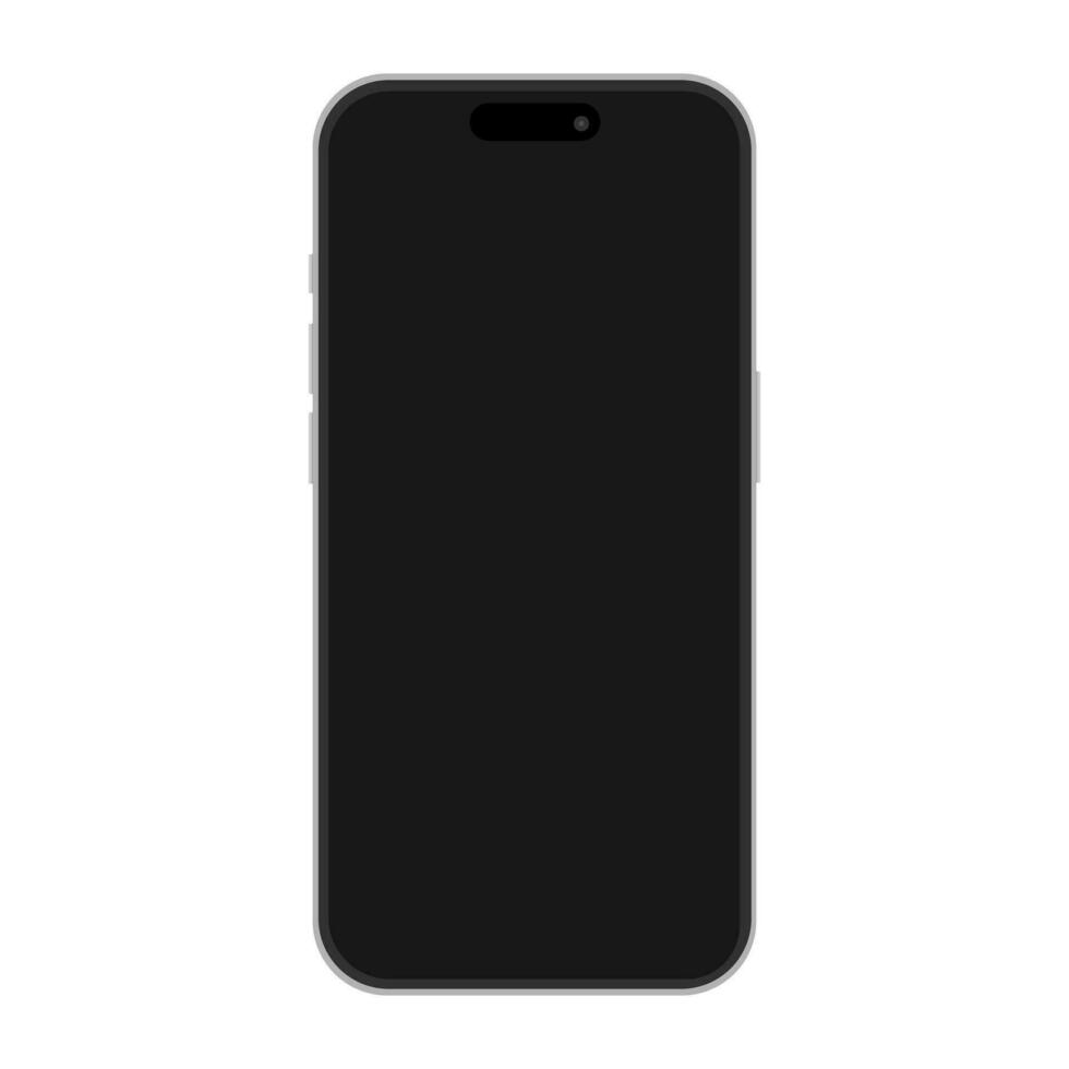 iphone 15 mockup front view isolated vector illustration on white background. Smartphone or mobile phone or cellphone cut out template.