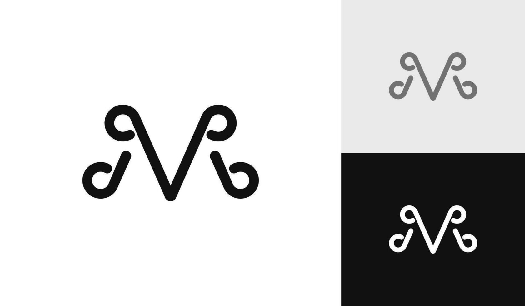 letra mv decorativo logo diseño vector