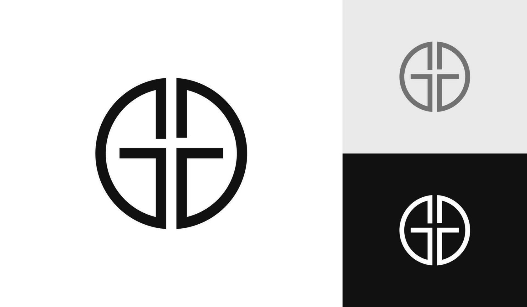 Circle letter GT initial monogram logo design vector