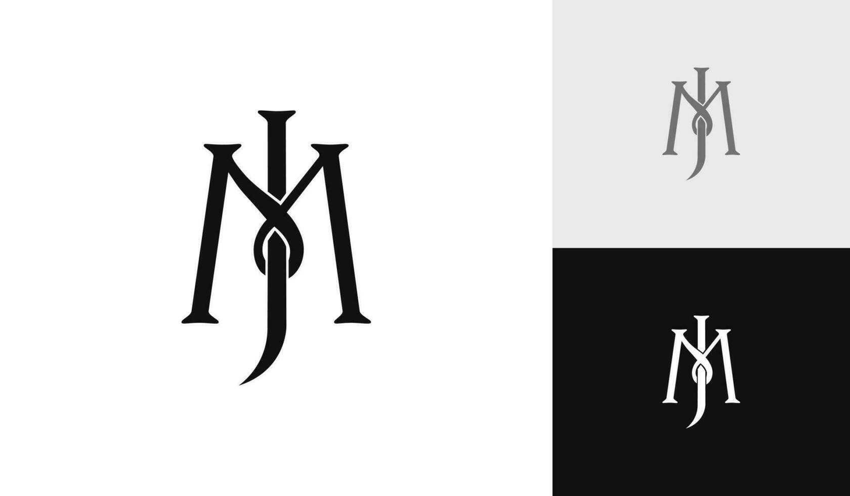 Letter JM or MJ initial monogram logo design vector