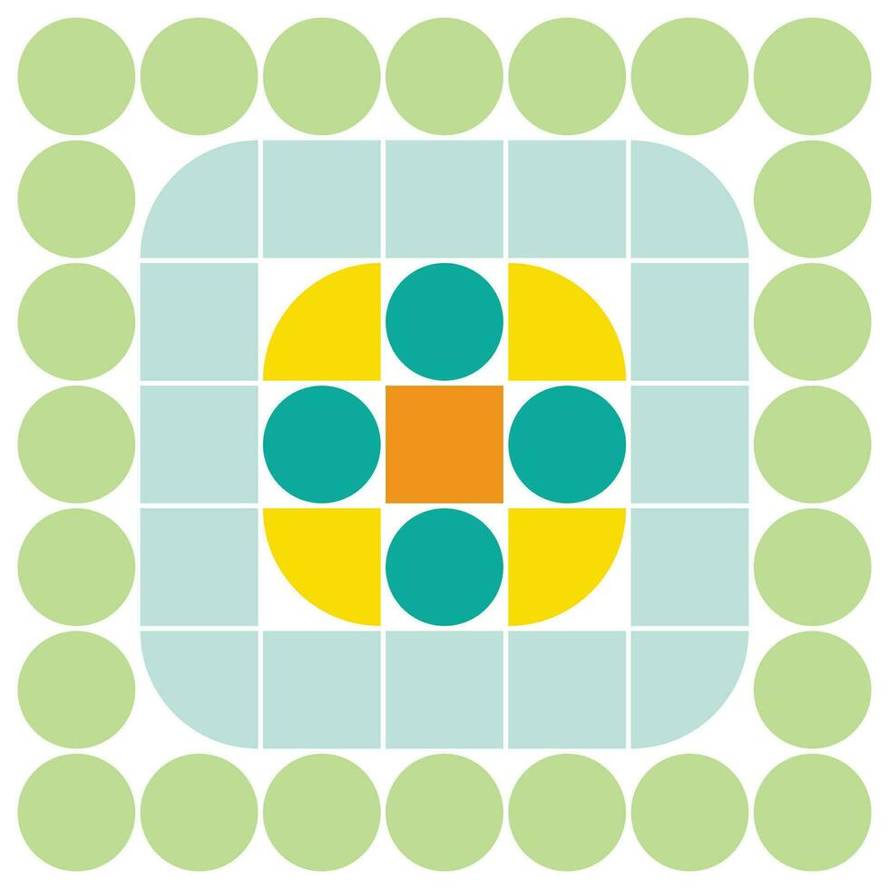 Seamless geometric pattern with circles and squares. Vector illustration.