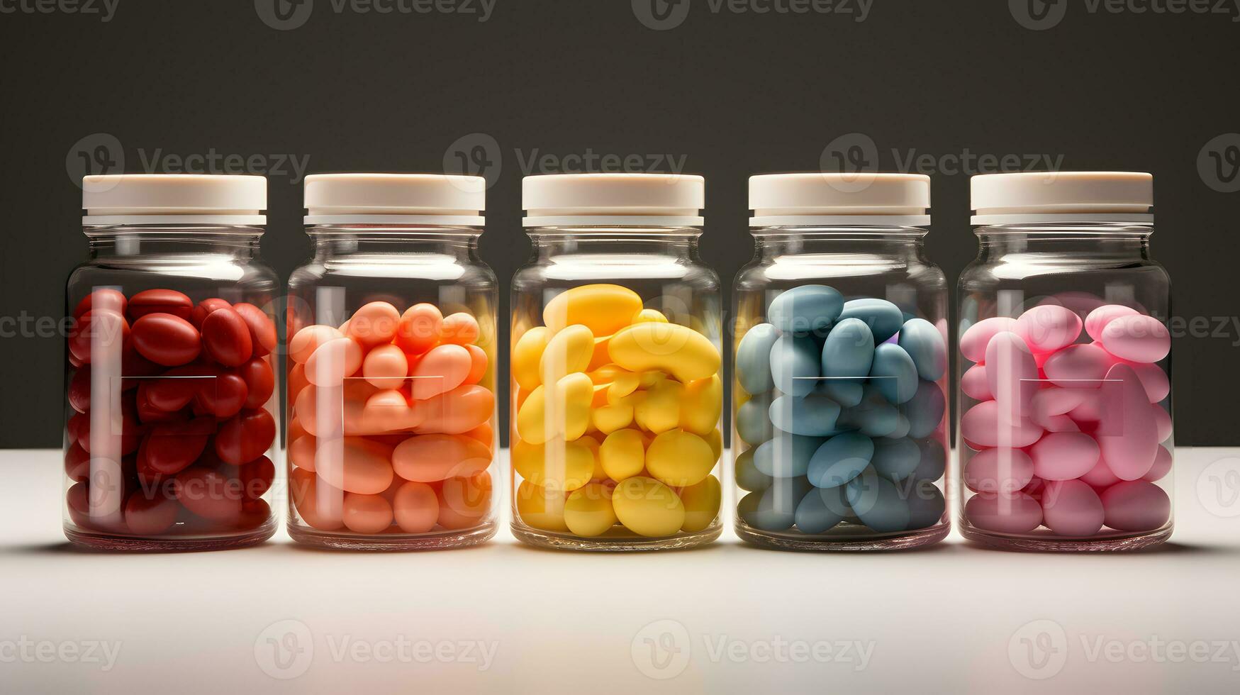 A Variety of Diverse Pill Containers Showcasing Their Contents - Generated AI photo