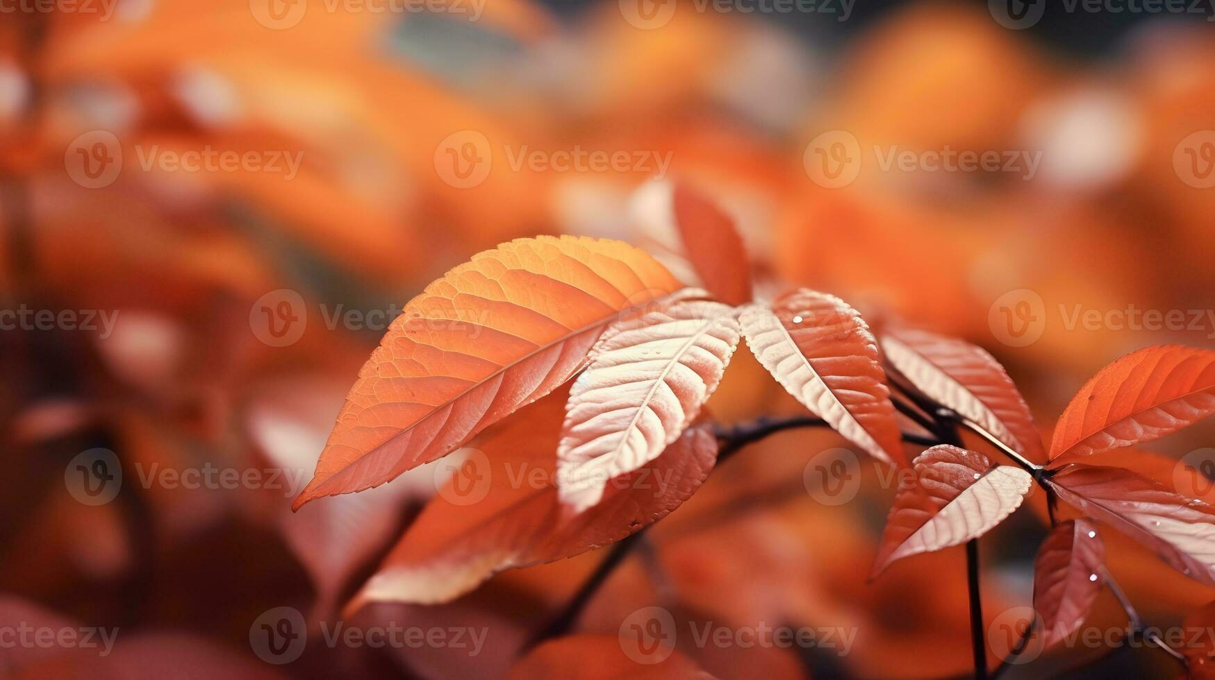 Macro Photography of Autumn's Small Leaves - Generated AI Capture photo